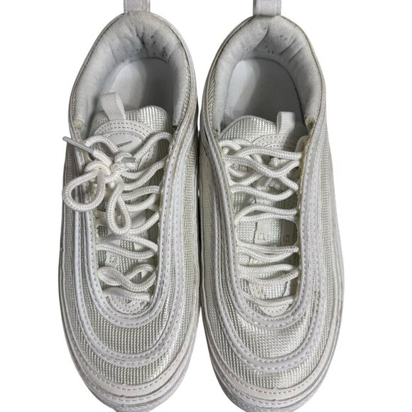 Nike Air Max 97 Women's Sneakers Shoes Size 8Triple White Leather Mesh - Picture 14 of 15